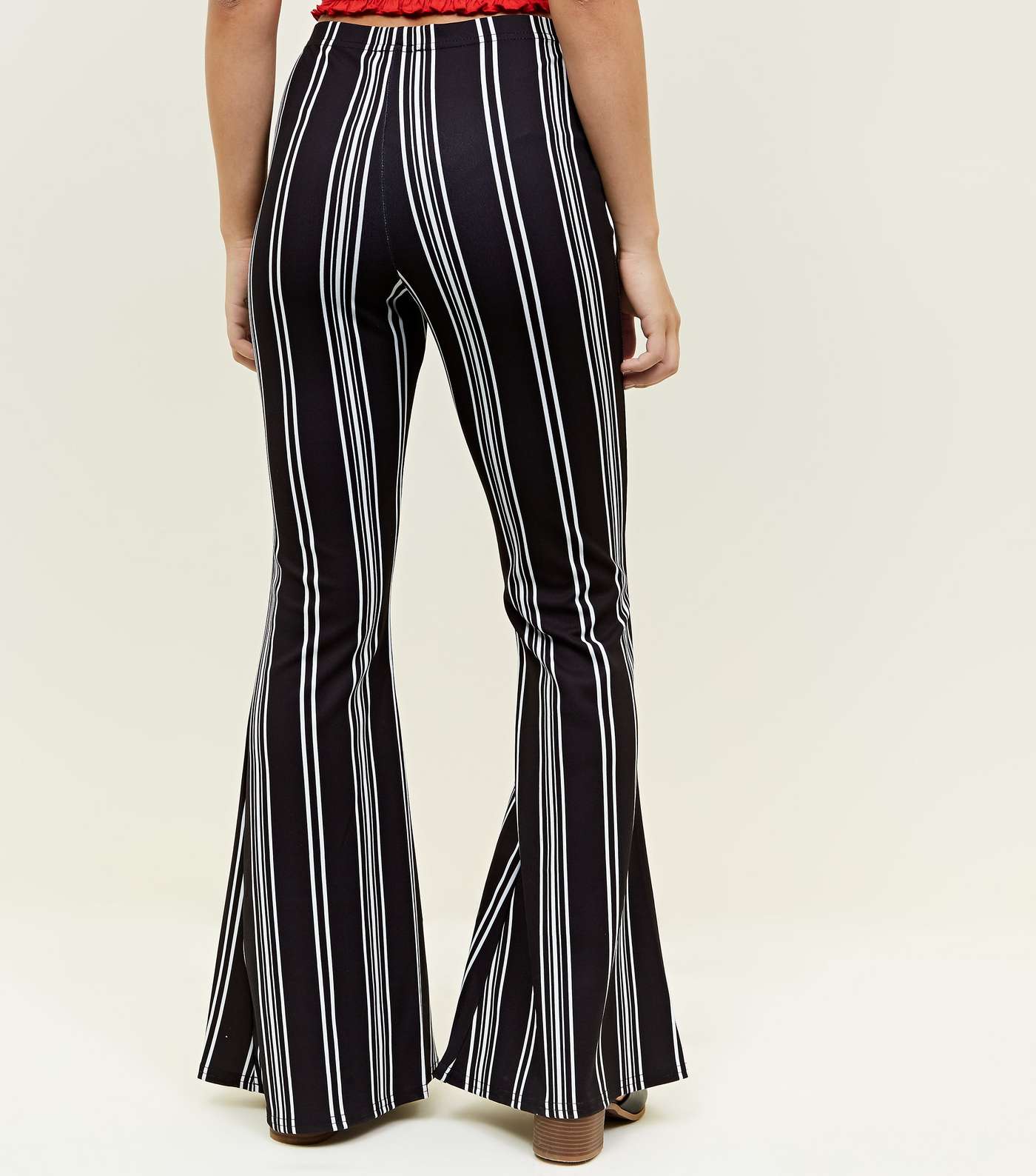 Black Stripe Flared Trousers Image 3
