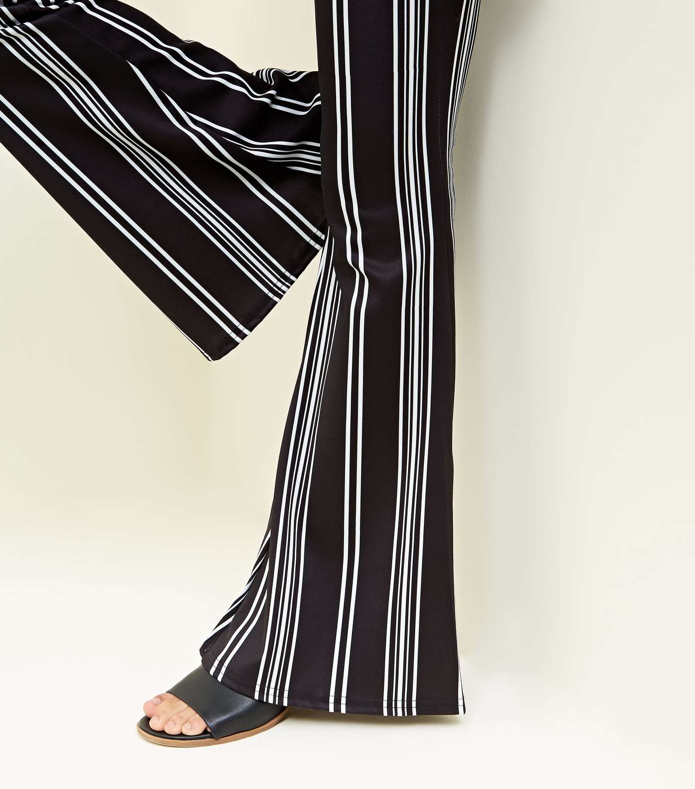 Black Stripe Flared Trousers Image 5