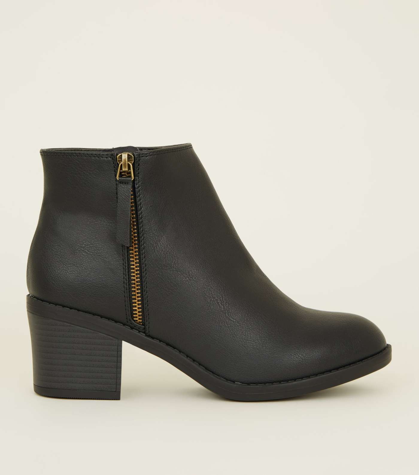 Wide Fit Black Zip Side Ankle Boots 