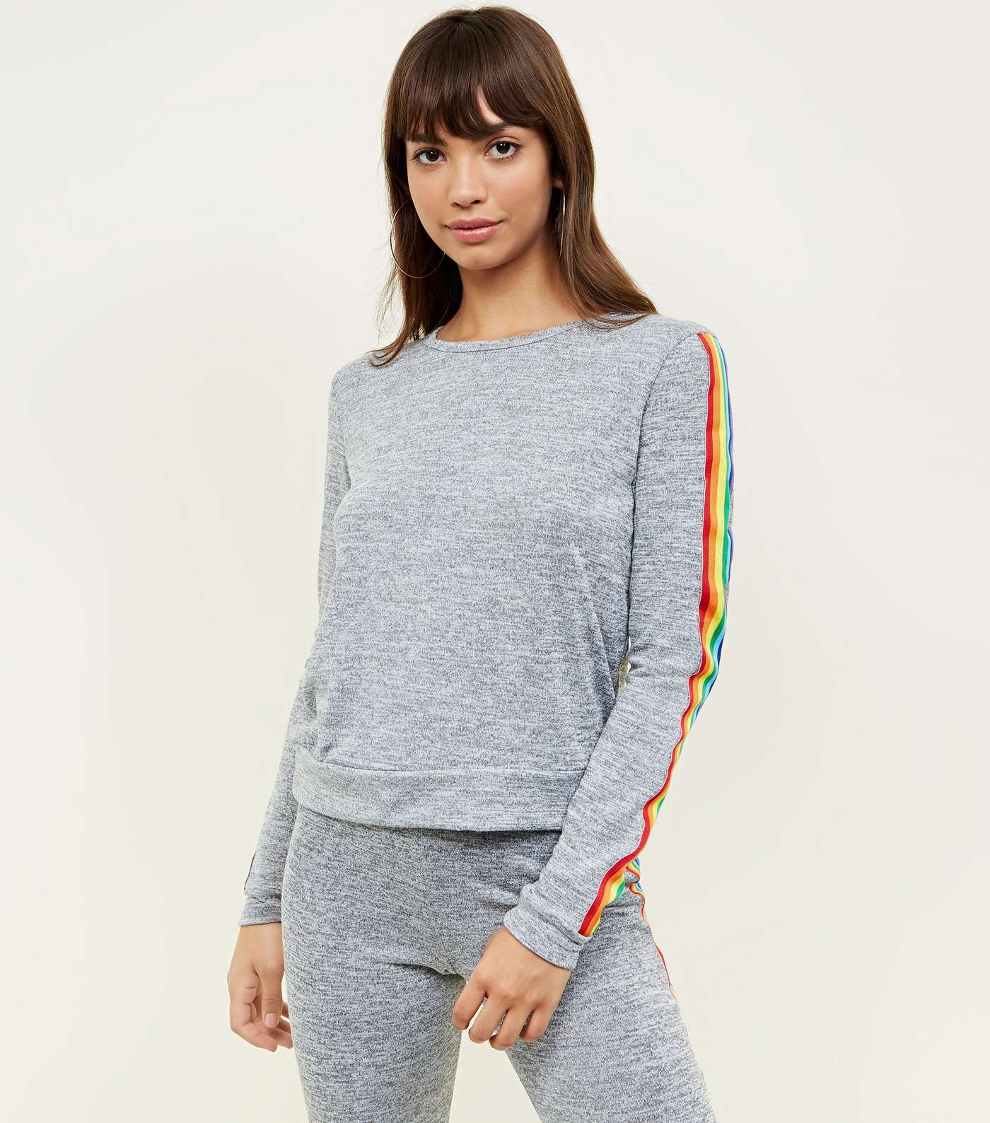 Pale Grey Rainbow Tape Side Sweatshirt