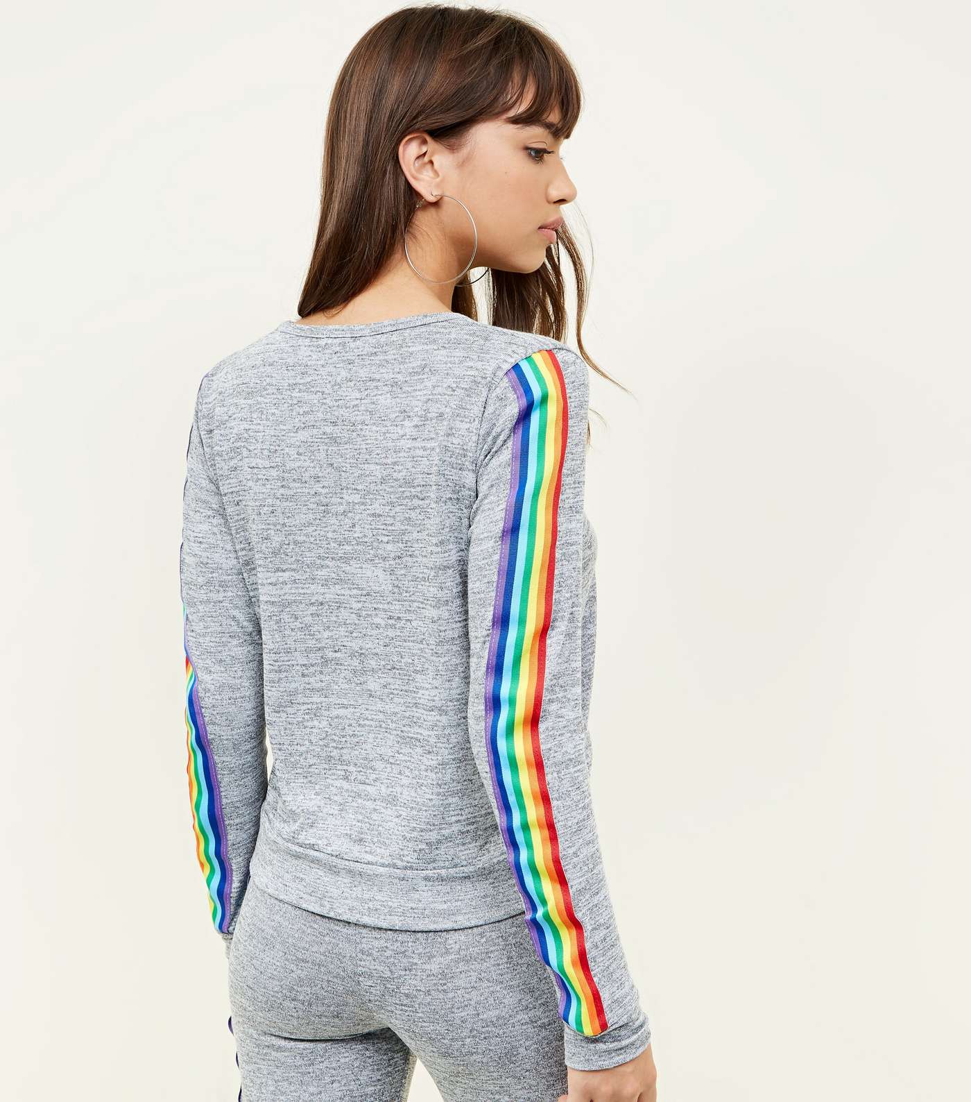 Pale Grey Rainbow Tape Side Sweatshirt Image 3