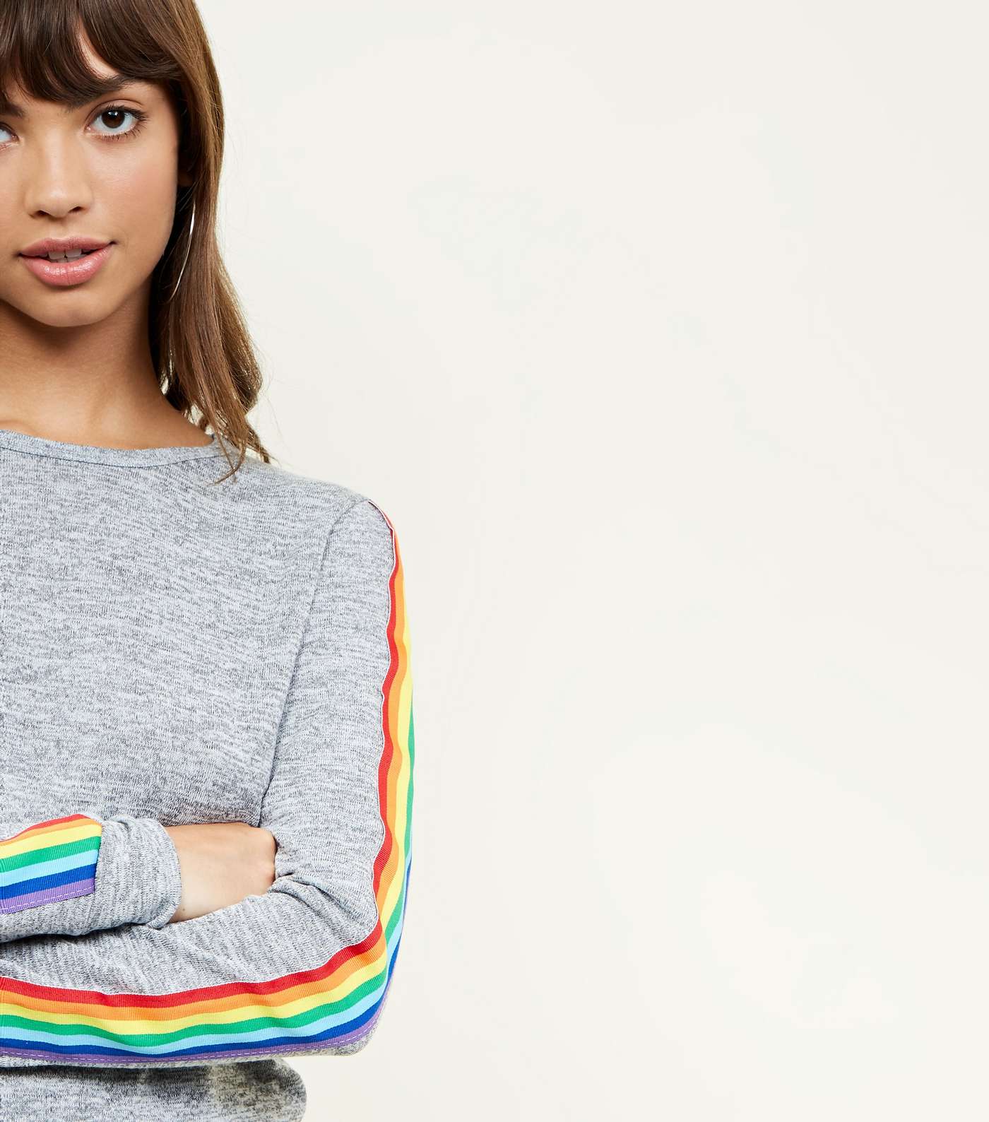Pale Grey Rainbow Tape Side Sweatshirt Image 5