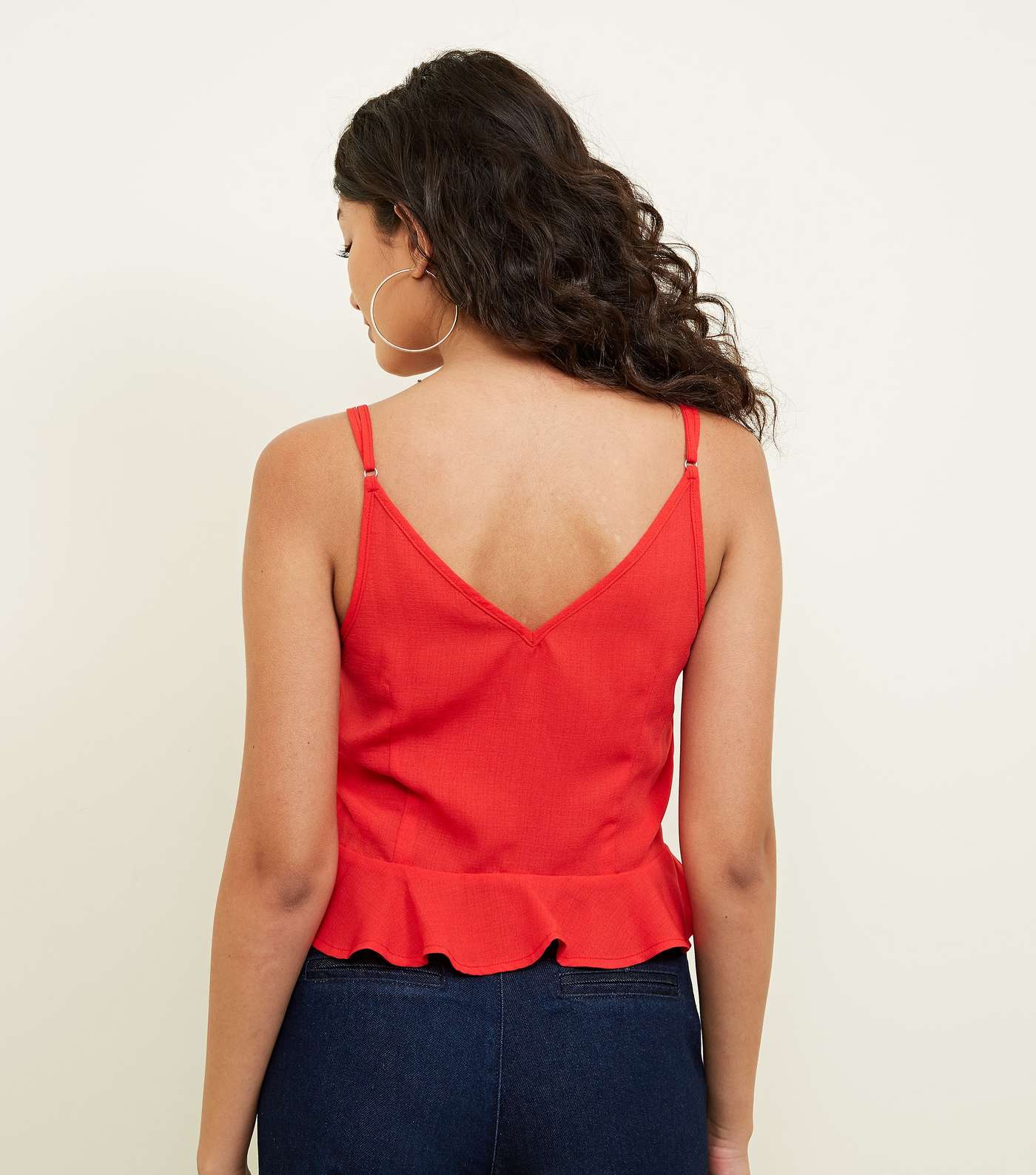 Cameo Rose Red Button Front Peplum Cami  Image 3