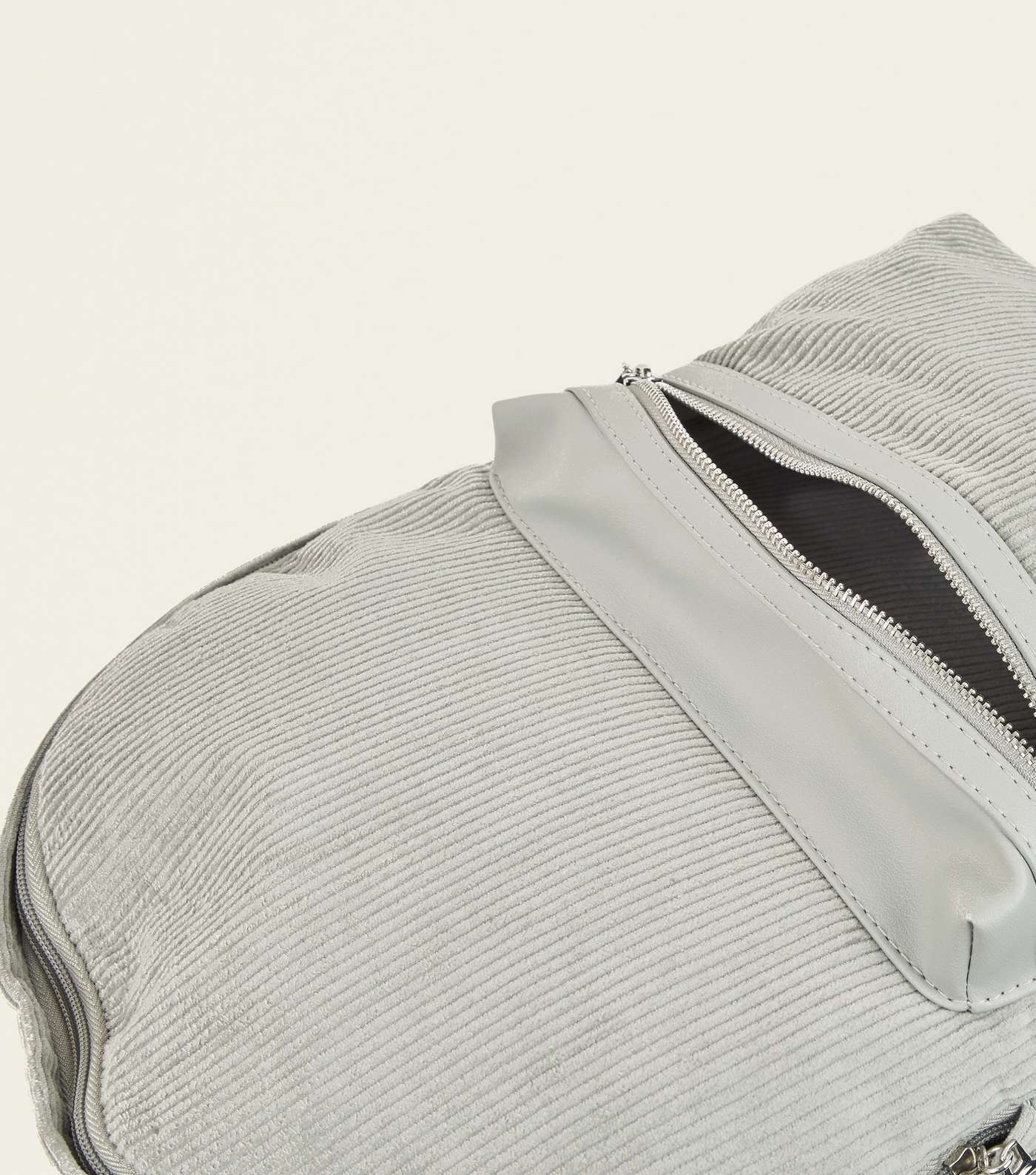 Pale Grey Corduroy Backpack Image 4