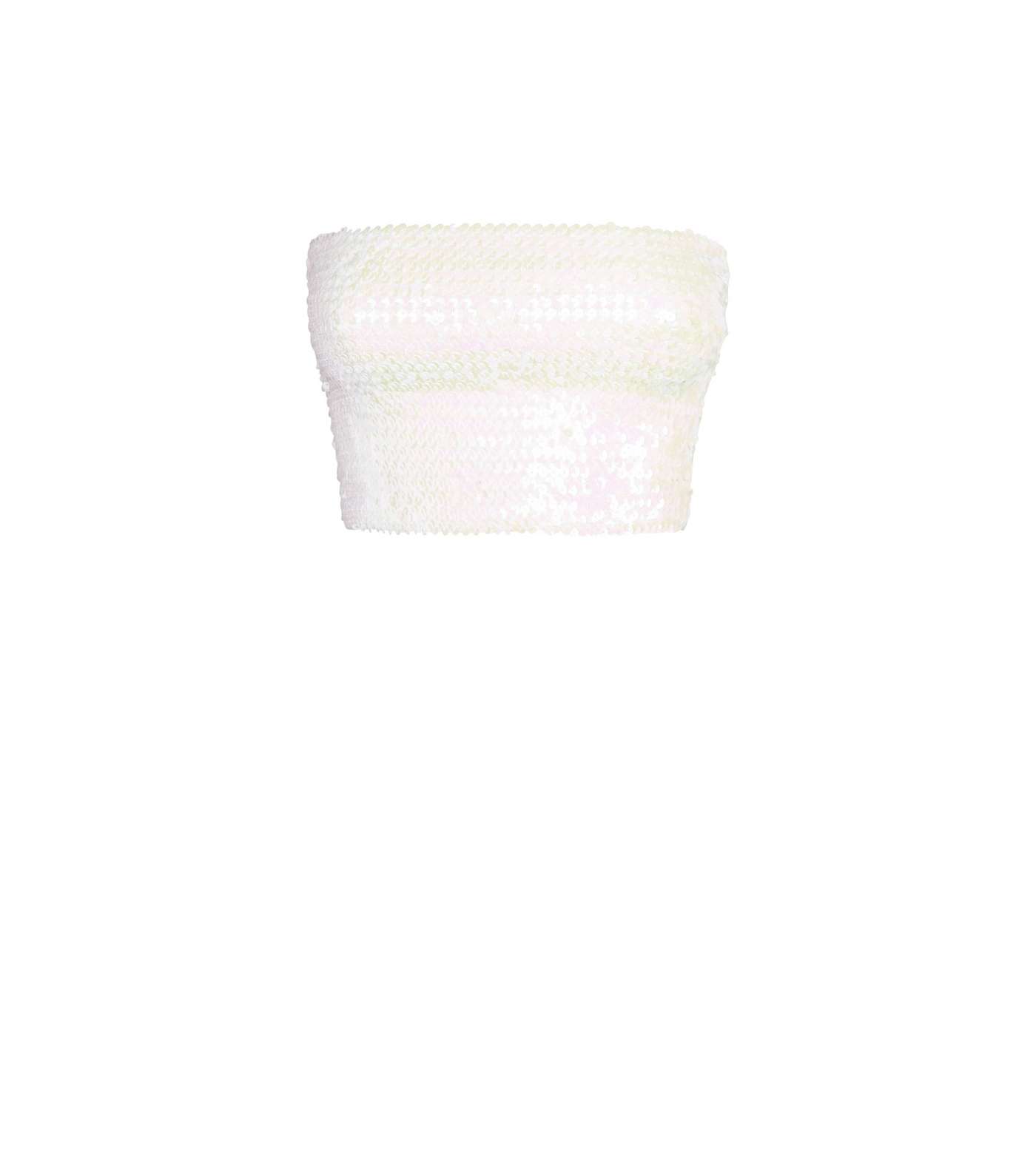 White Iridescent Sequin Bandeau Image 4