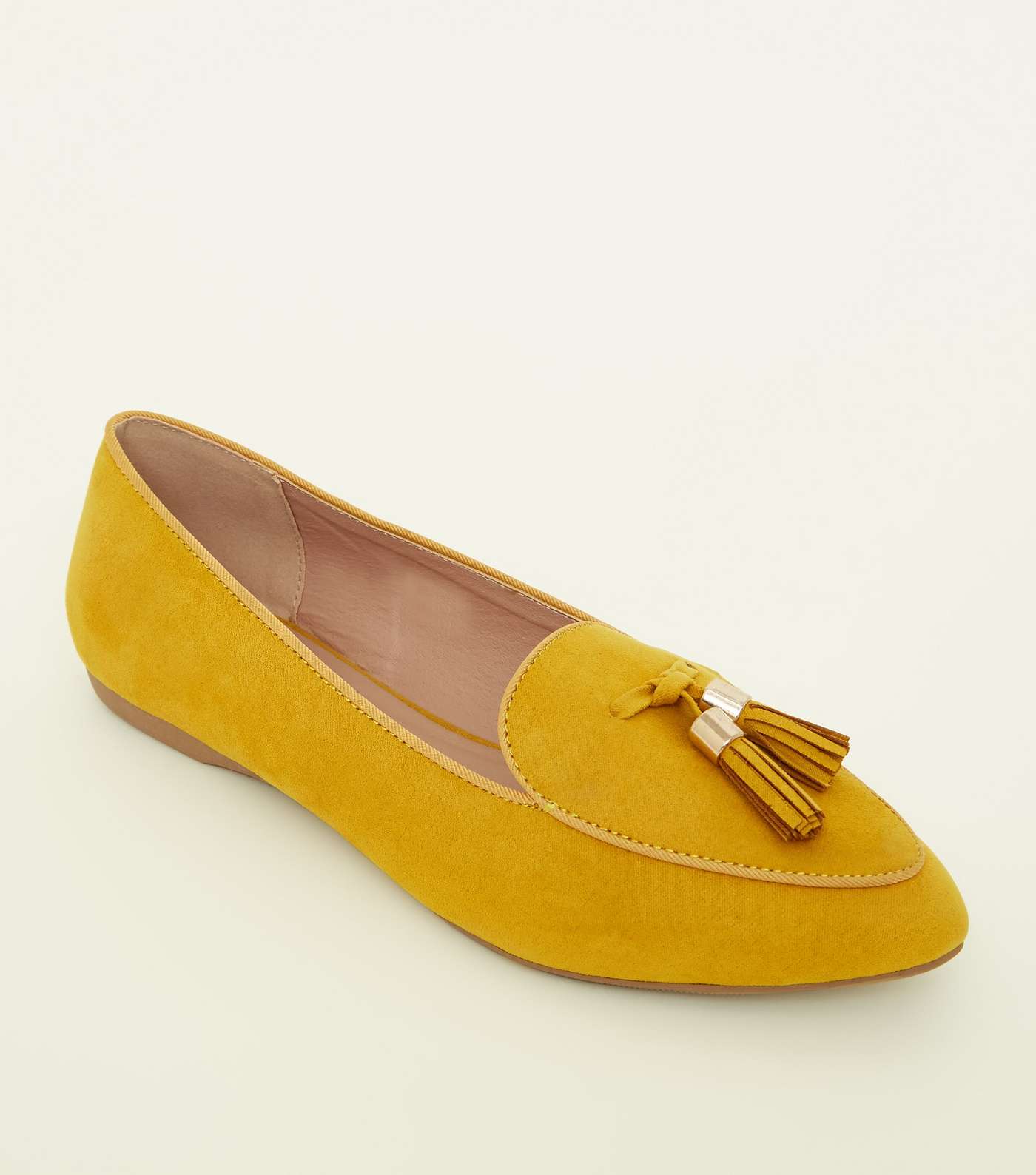 Girls  Mustard Suedette Pointed Tassel Loafers 