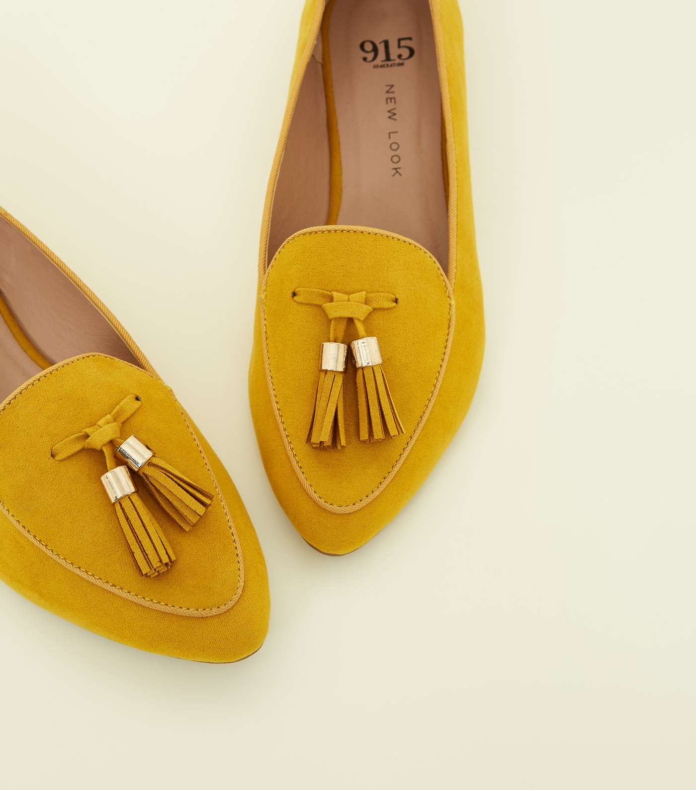 Girls  Mustard Suedette Pointed Tassel Loafers  Image 3