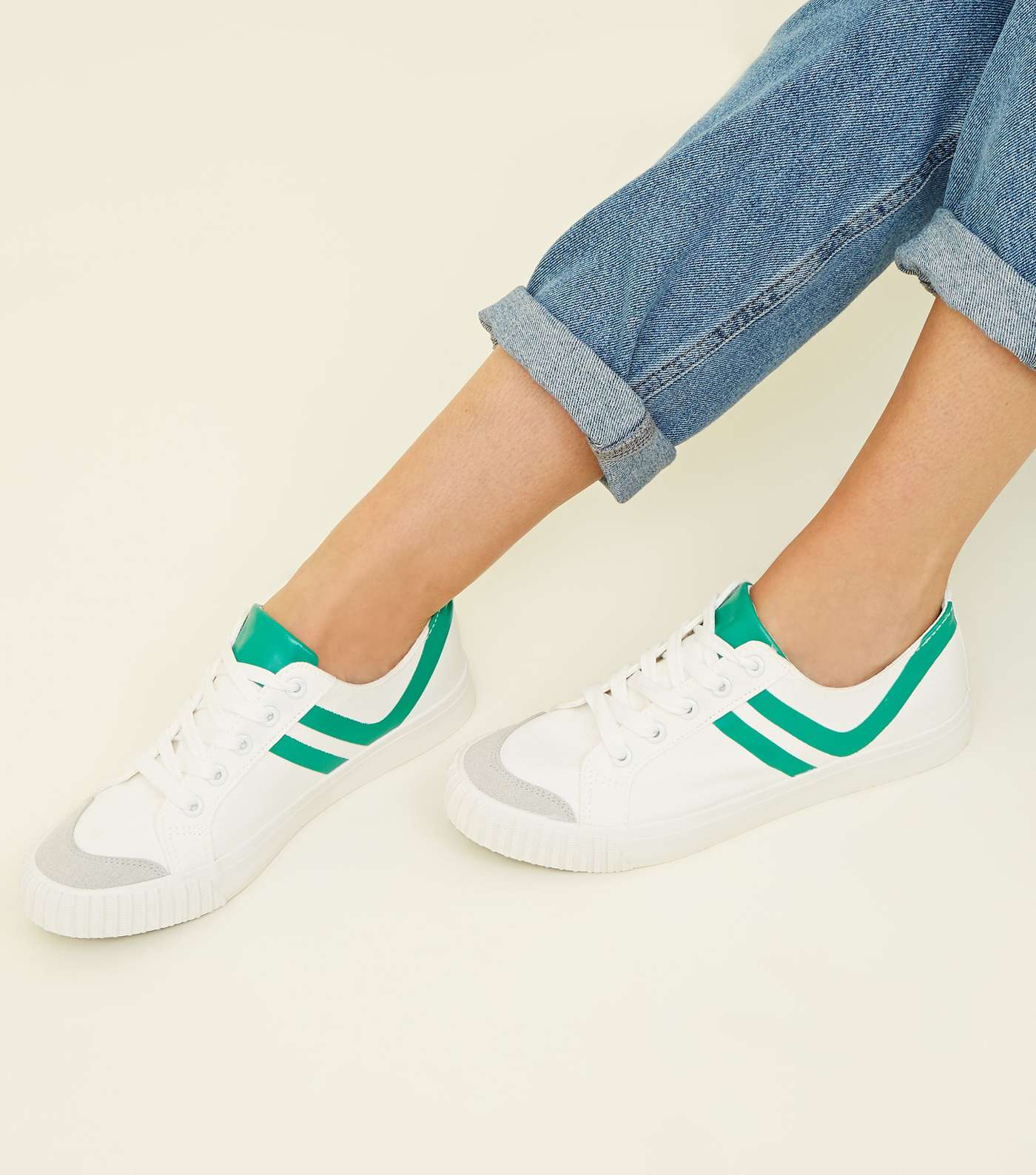 Green Stripe Canvas Trainers Image 2