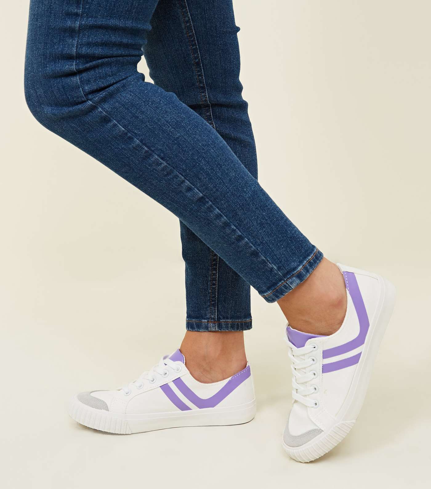Lilac Stripe Canvas Trainers  Image 2