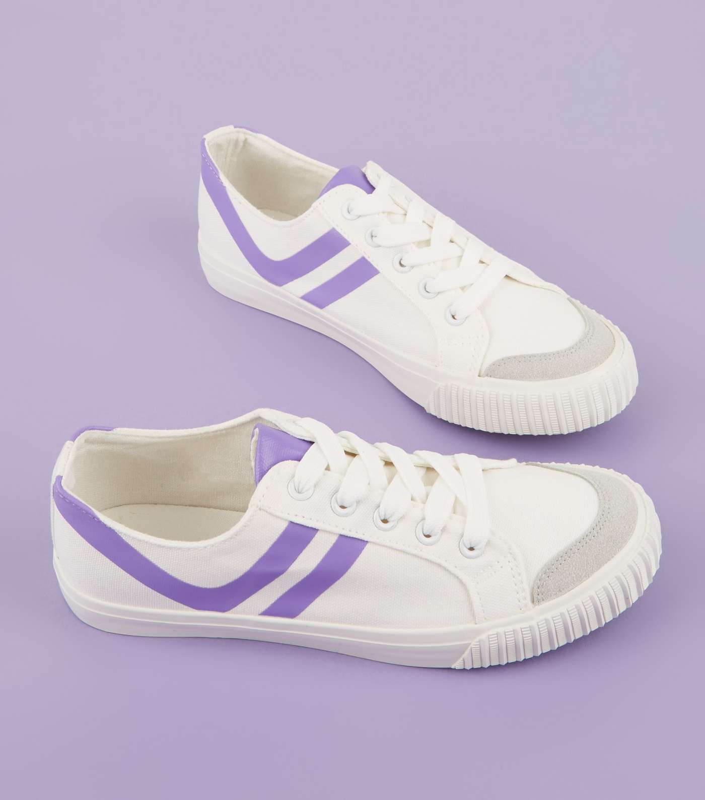 Lilac Stripe Canvas Trainers  Image 4
