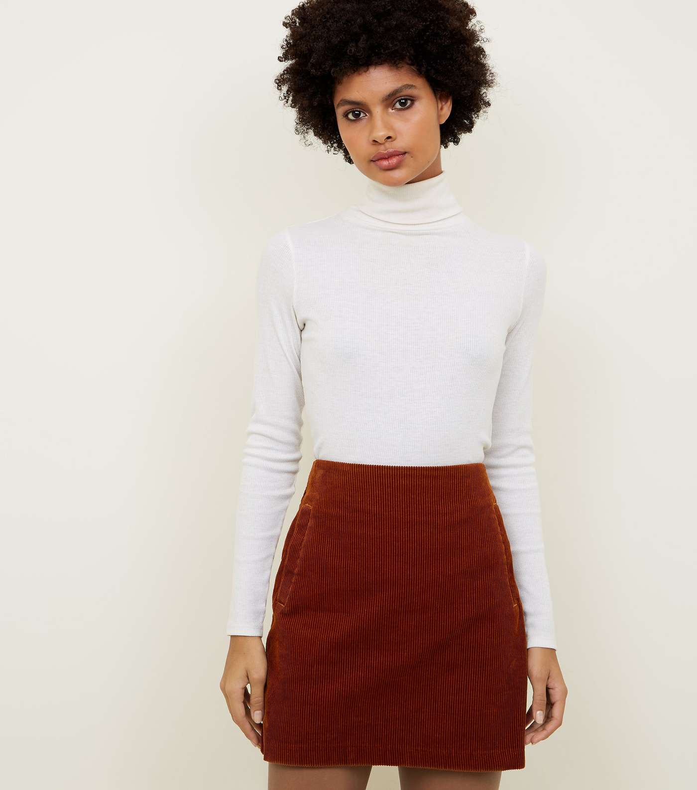 Dark Brown Corduroy Mini Skirt