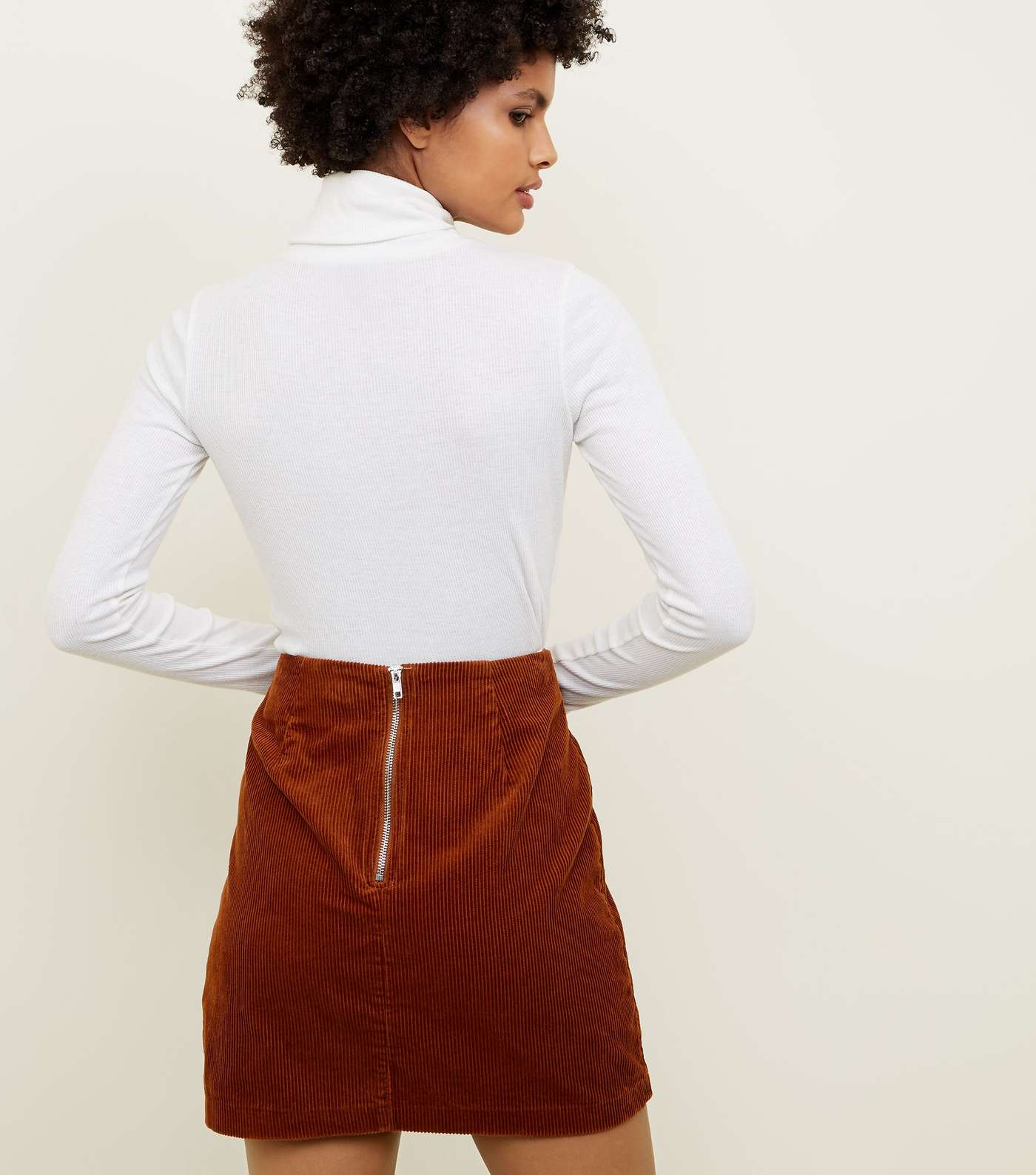 Dark Brown Corduroy Mini Skirt Image 3