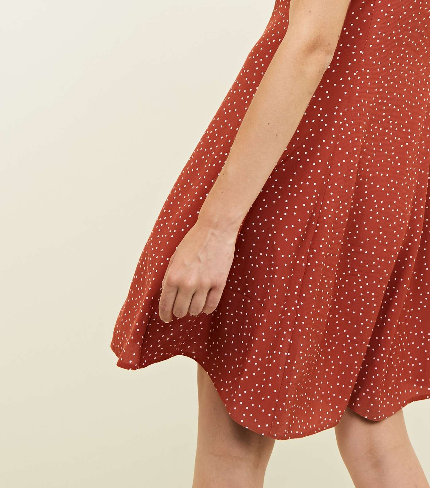 Rust Spot Print Button Through Tea Dress Image 5