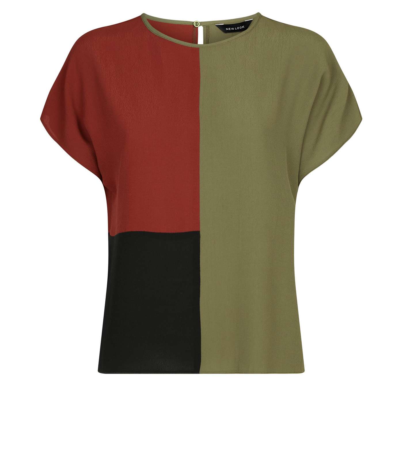 Khaki Colour Block T-Shirt Image 4