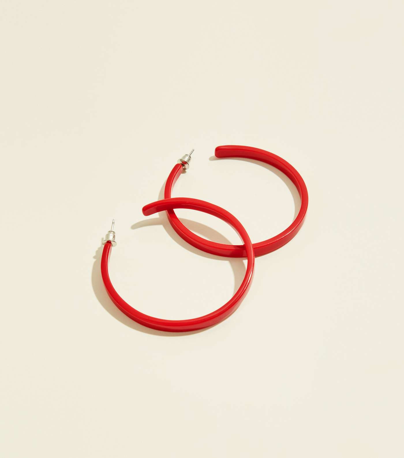 Red Resin Skinny Hoop Earrings