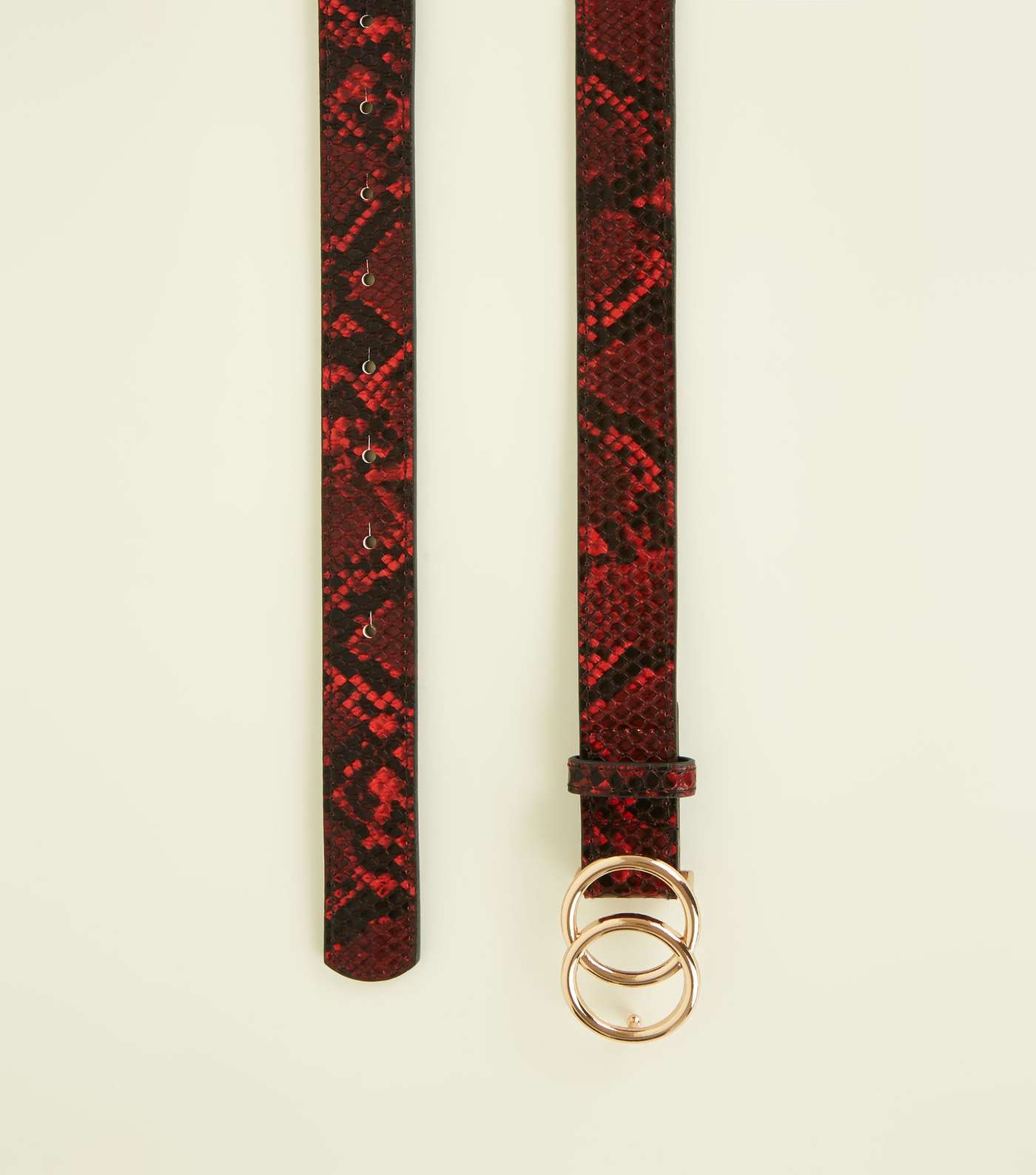 Red Faux Snake Circle Buckle Belt Image 2