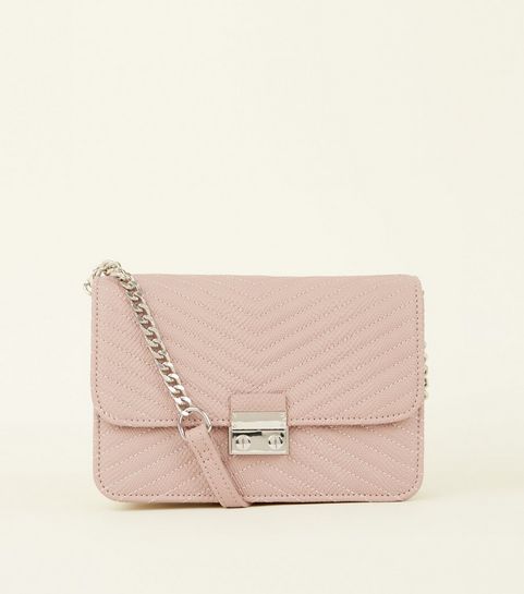 Pink Bags Handbags Backpacks Clutch New Look Pale Pink Quilted Shoulder Bag
