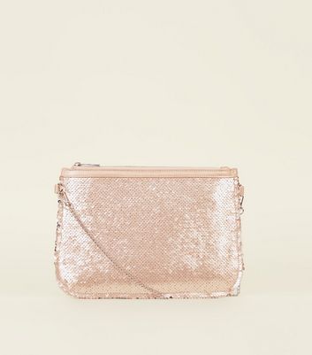 rose gold sequin clutch bag