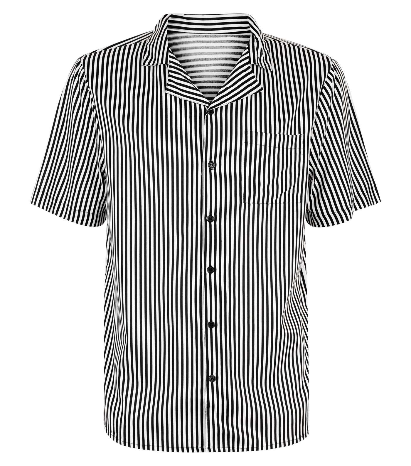 Black and White Stripe Viscose Shirt Image 4