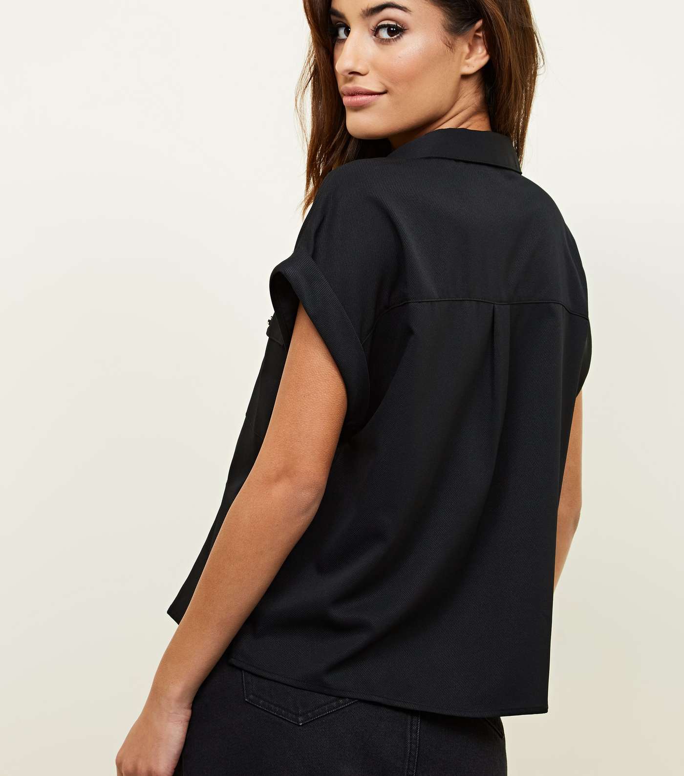 Black Twill Short Sleeve Utility Shirt Image 3