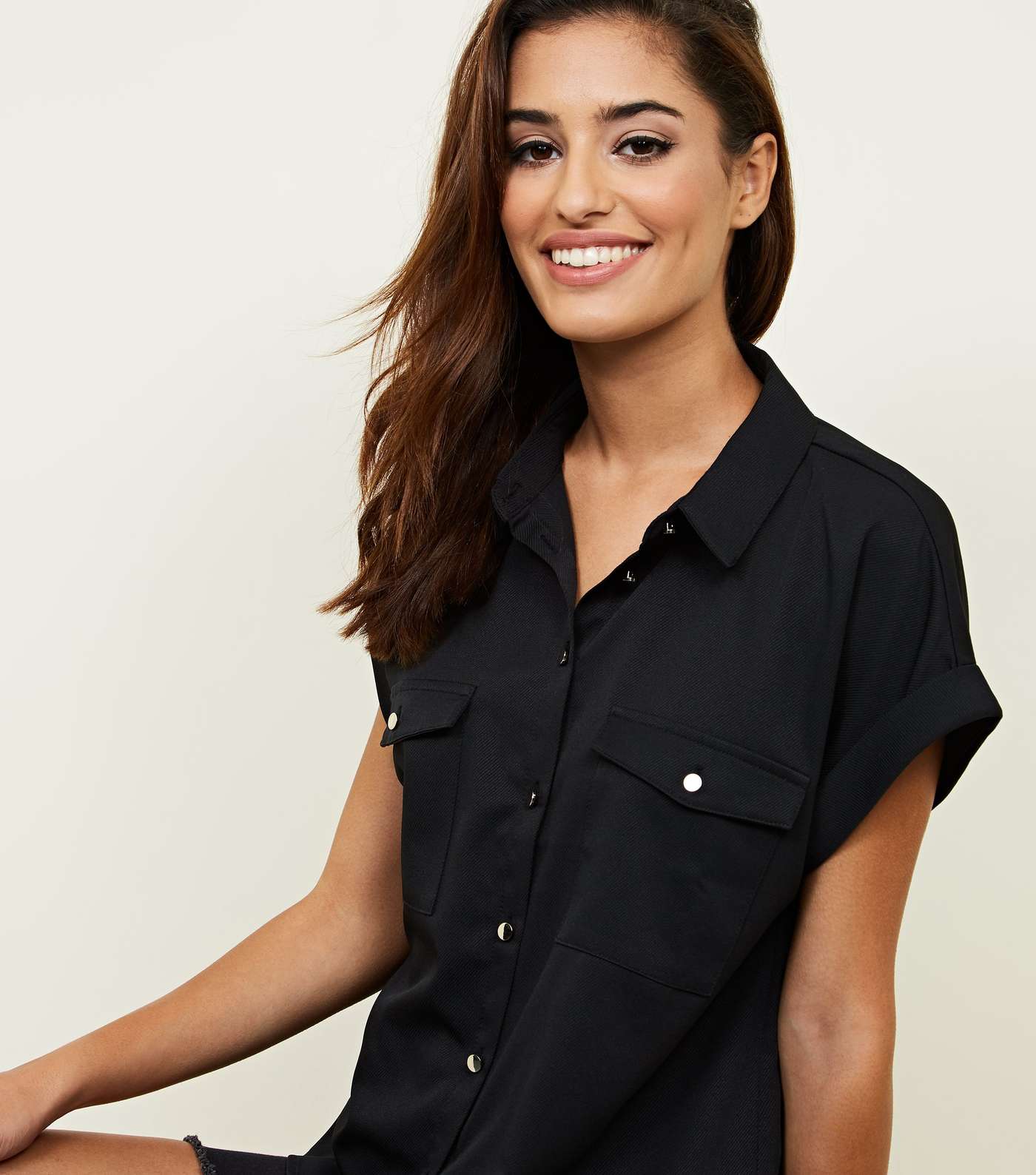 Black Twill Short Sleeve Utility Shirt Image 5
