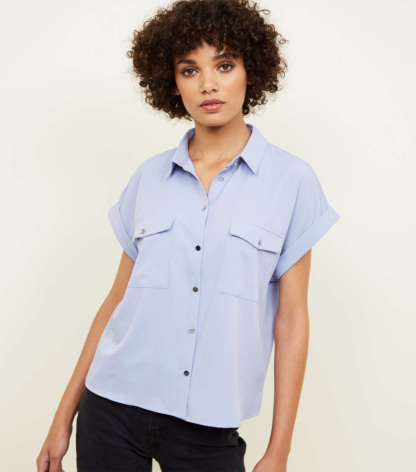 Lilac Twill Short Sleeve Utility Shirt