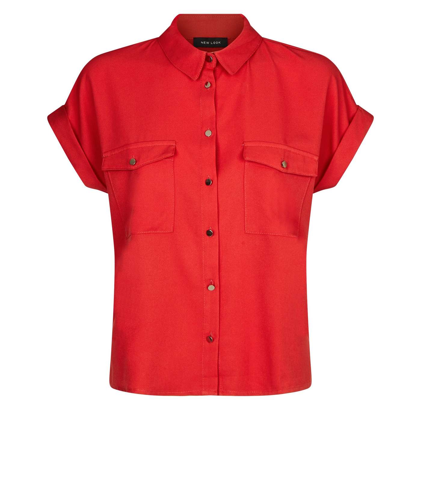 Red Twill Short Sleeve Utility Shirt  Image 4