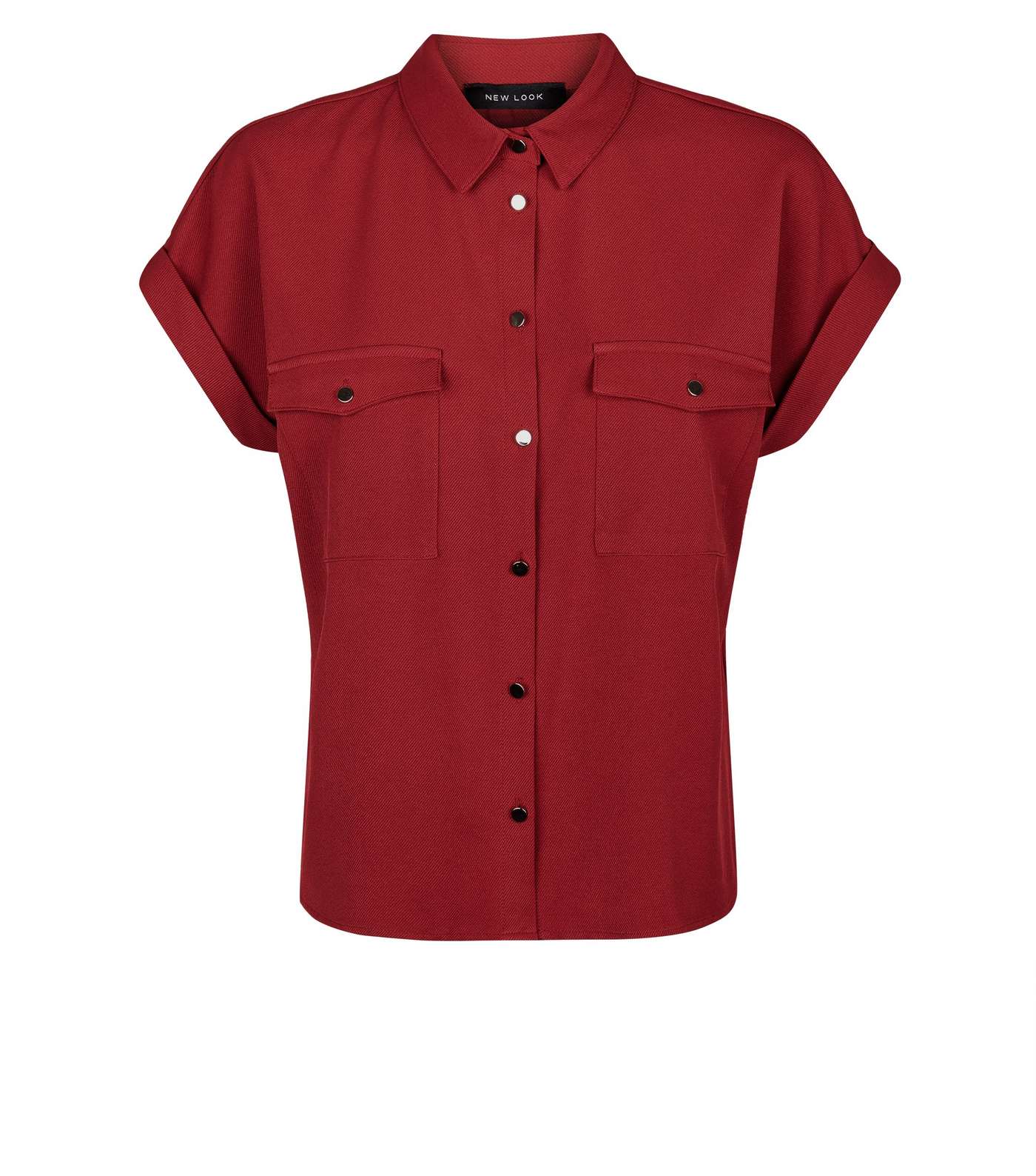 Burgundy Twill Short Sleeve Utility Shirt Image 4