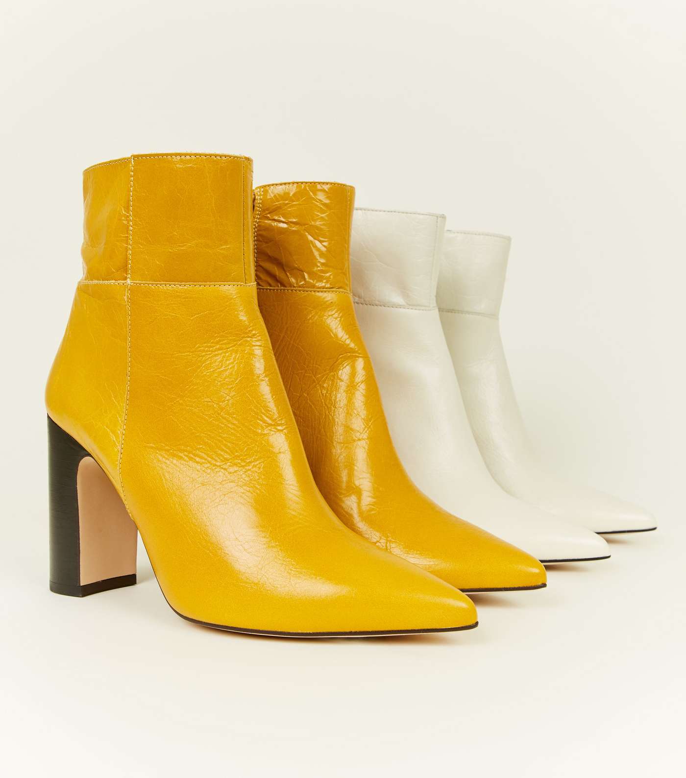 Mustard Premium Leather Block Heel Boots Image 6