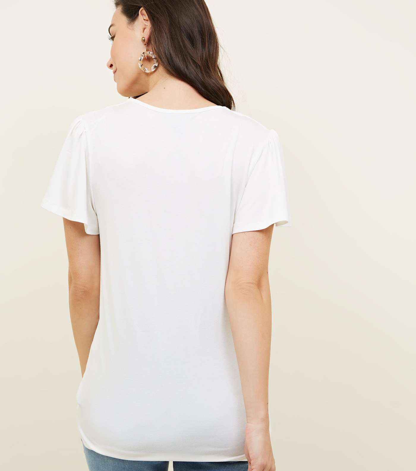 Maternity Off White Button Front T-Shirt Image 3