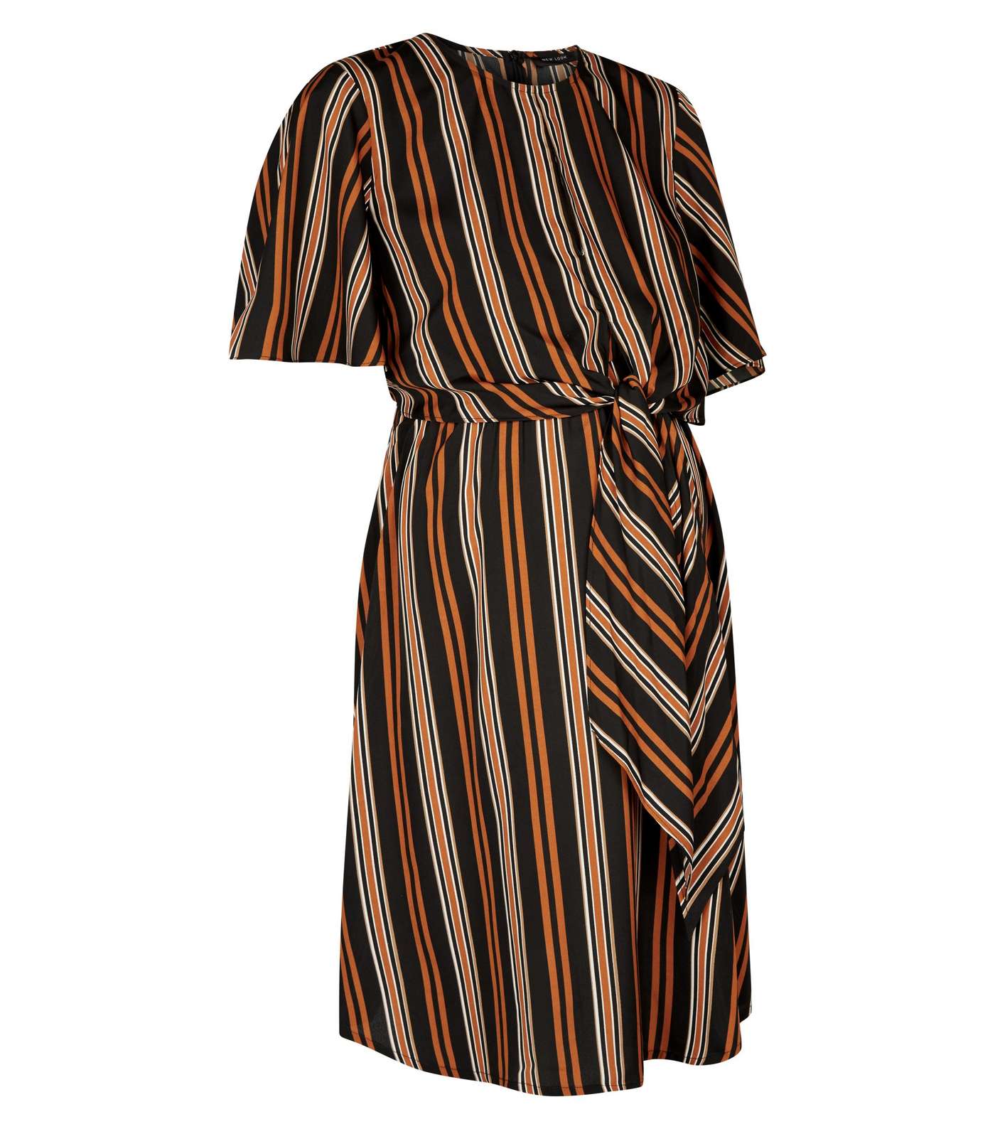 Maternity Black and Rust Stripe Tie Front Dress Image 4