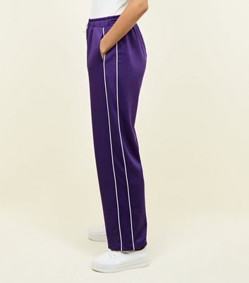 purple satin joggers