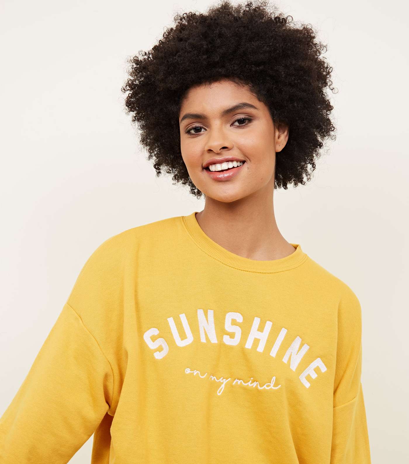Mustard Sunshine Slogan Sweatshirt Image 6