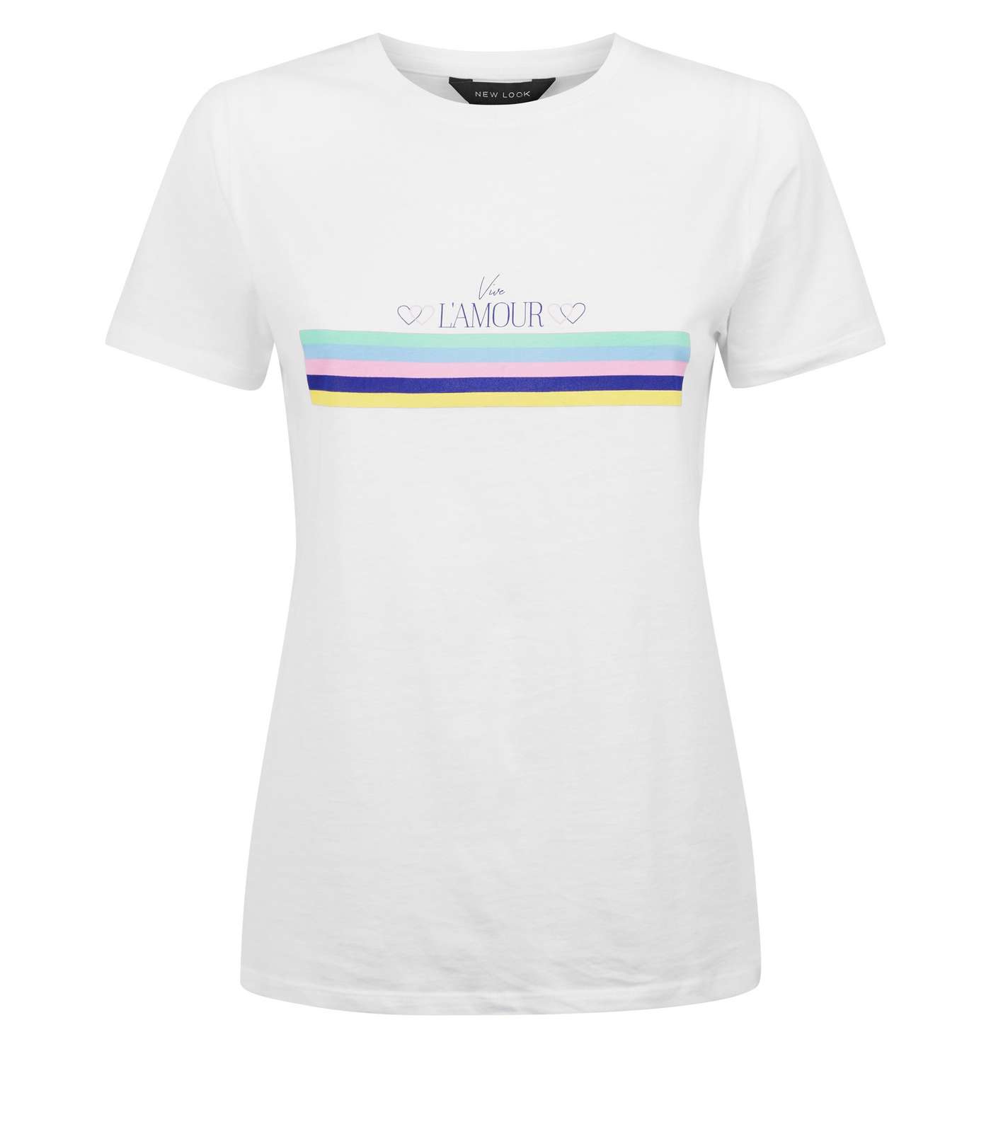 White L'Amour Pastel Rainbow Logo T-Shirt Image 4