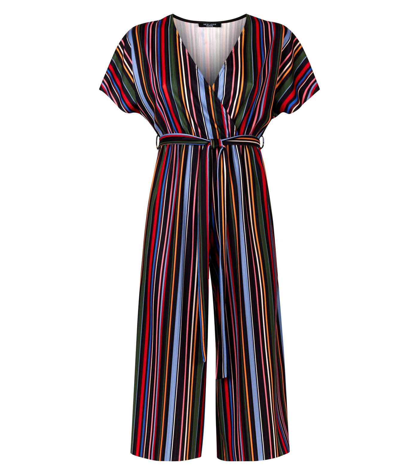 Petite Black Rainbow Stripe Ribbed Jumpsuit Image 4