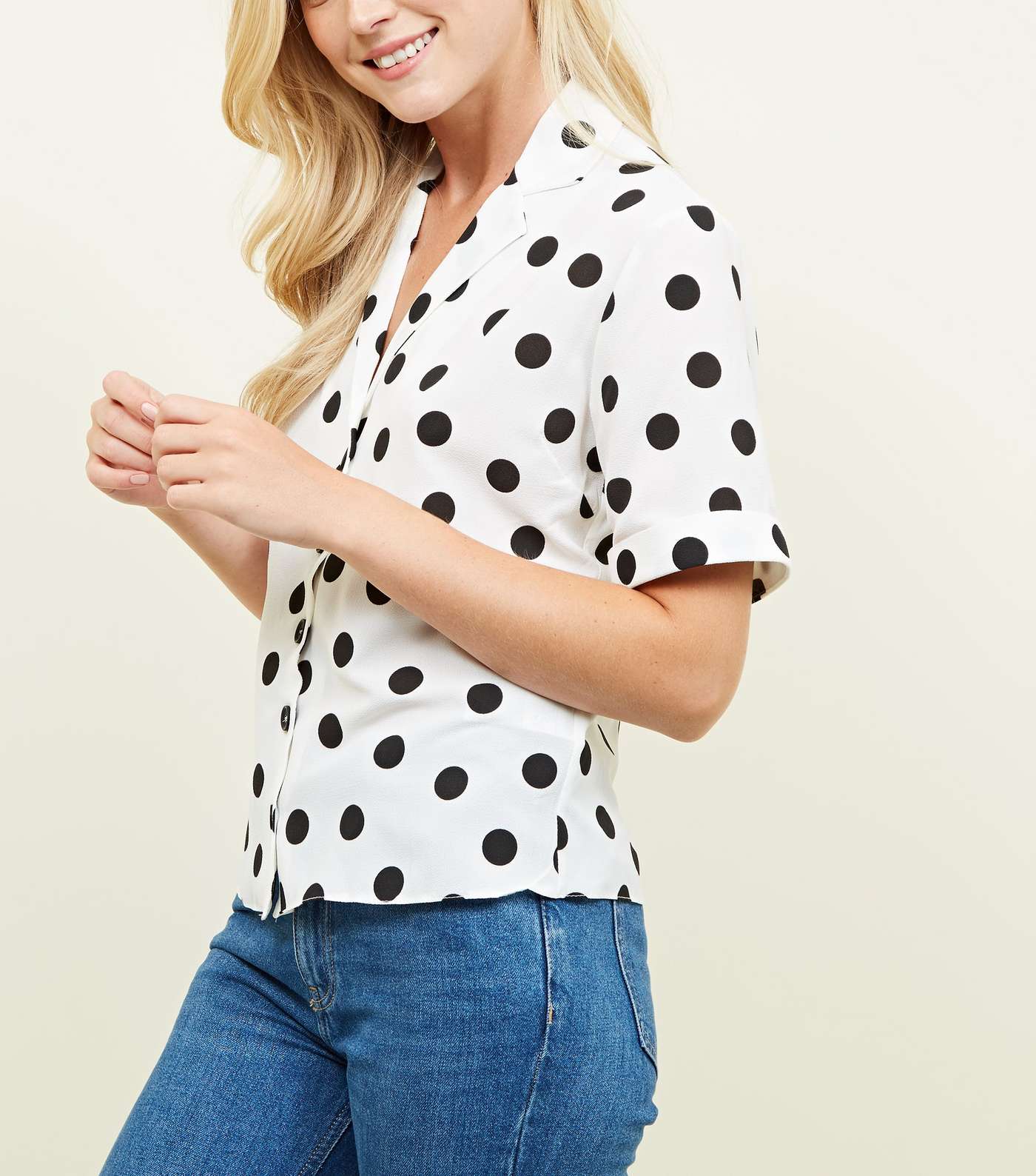 Black Polka Dot Short Sleeve Boxy Shirt Image 5