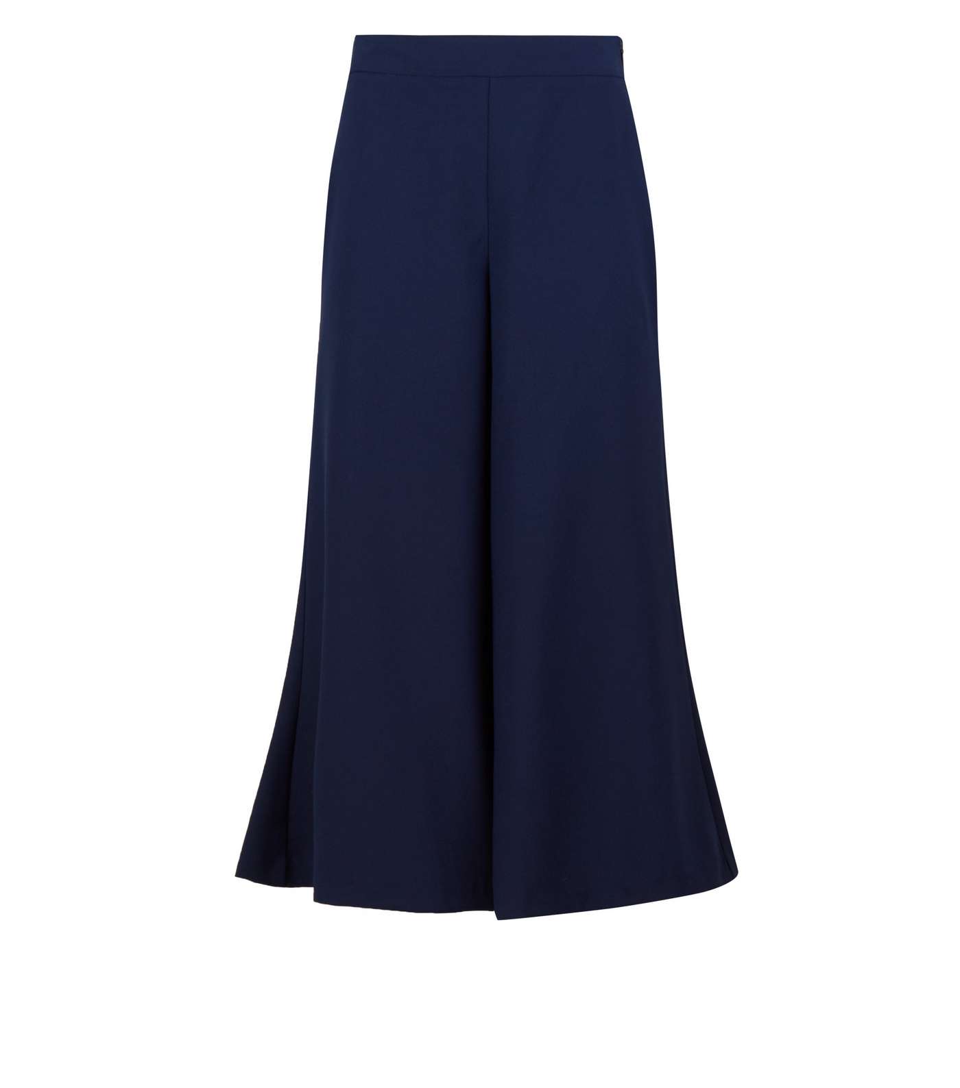 Navy Crepe Cropped Flared Trousers Image 4