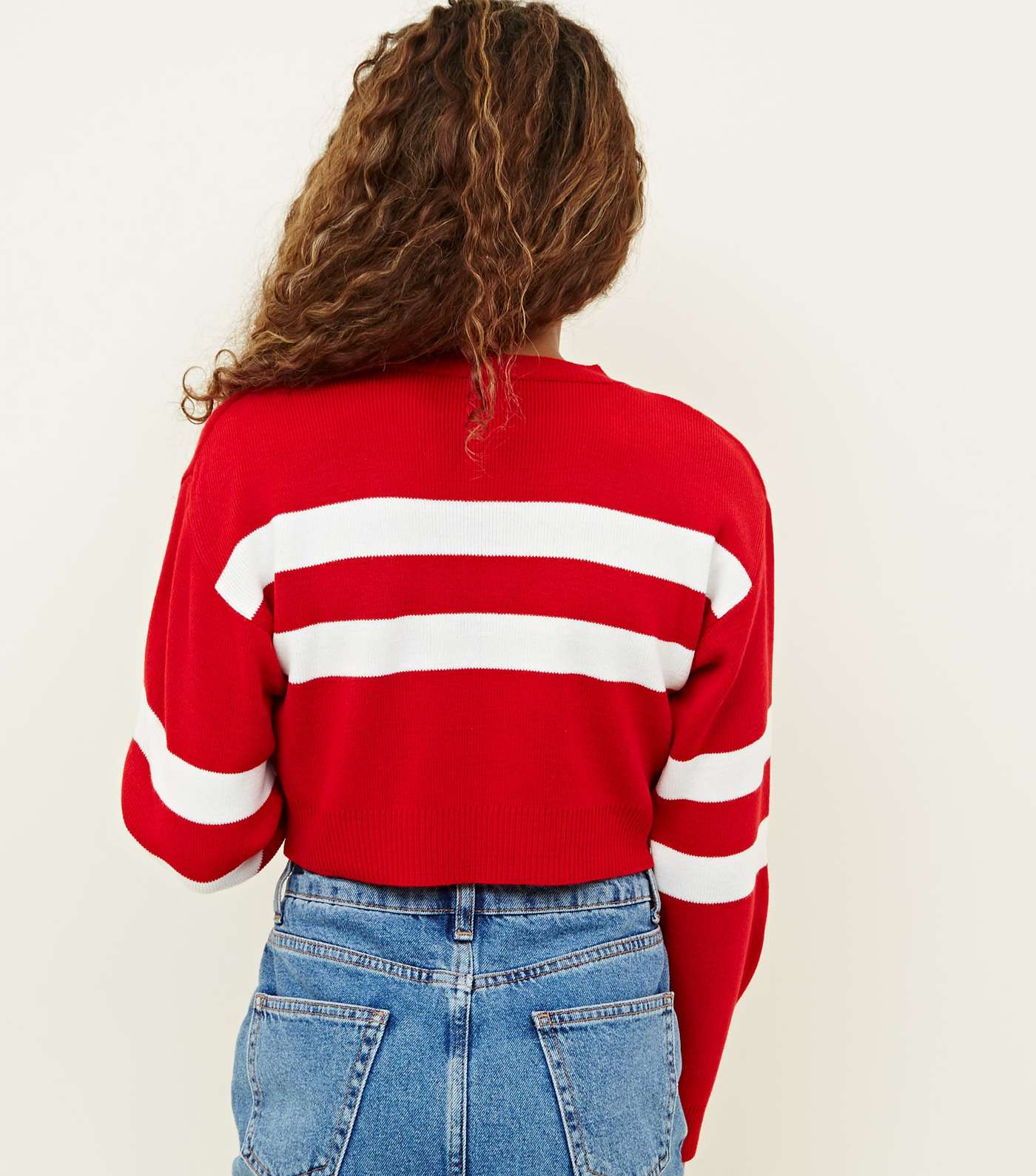 Girls Red Stripe Sleeve Jumper  Image 3