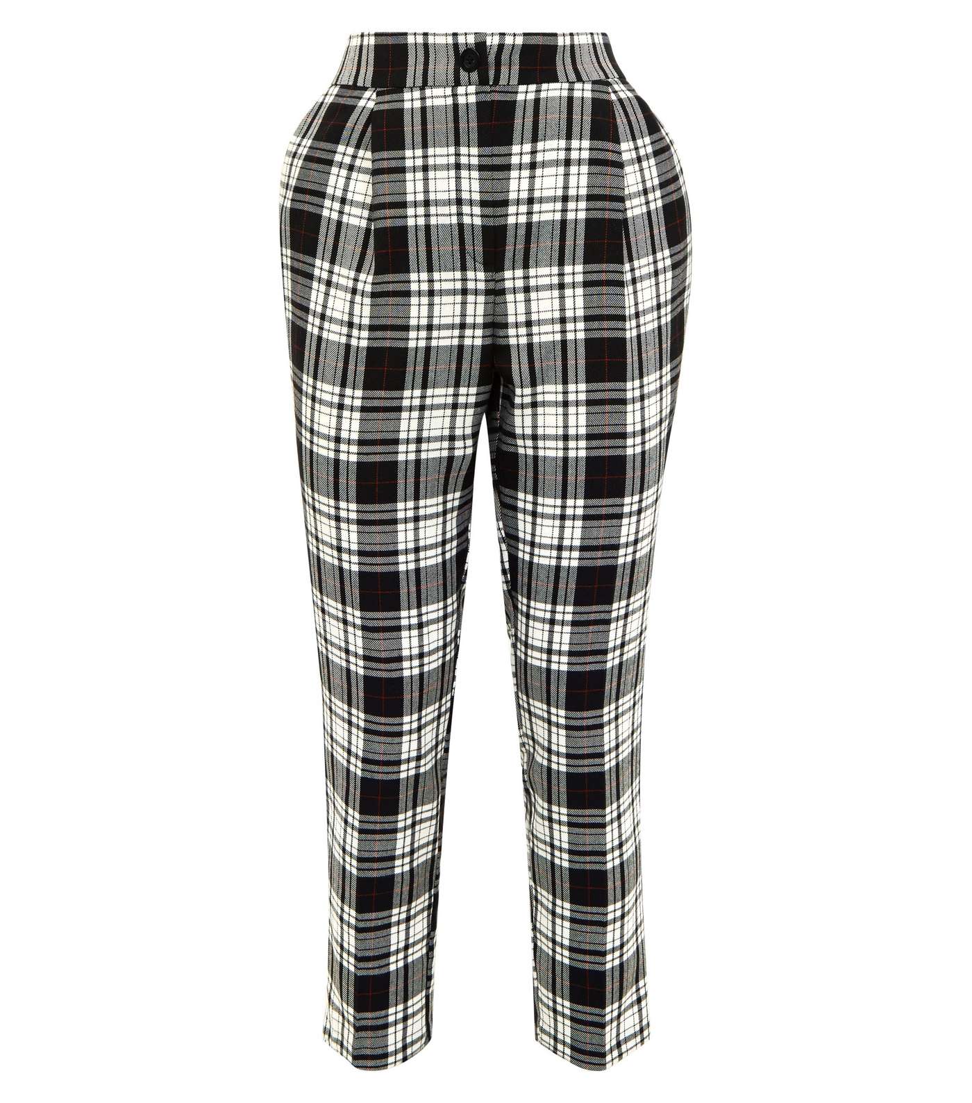 Monochrome Check Shirred Back Tapered Trousers Image 4