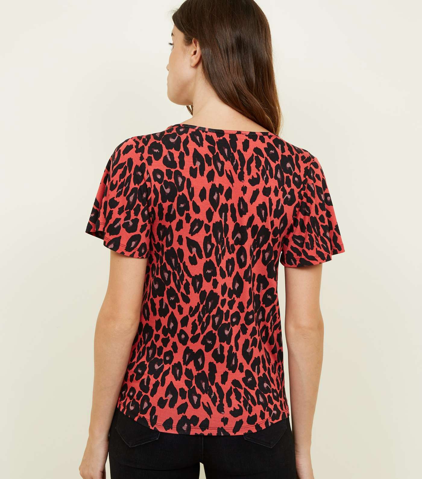 Red Leopard Print Tie Front Top Image 3