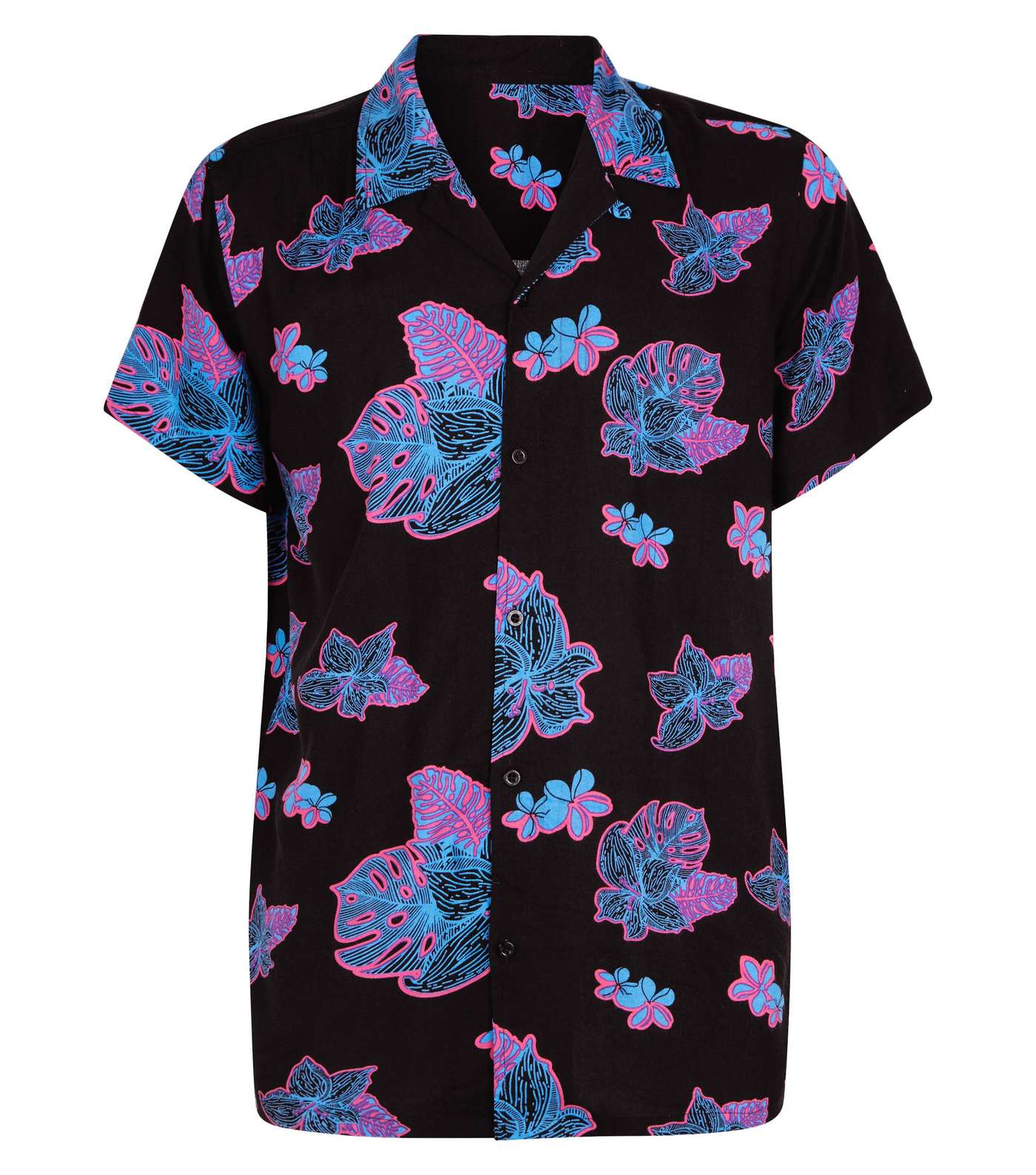 Black Neon Tropical Short Sleeve Shirt Image 4