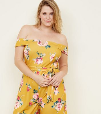 new look yellow floral jumpsuit