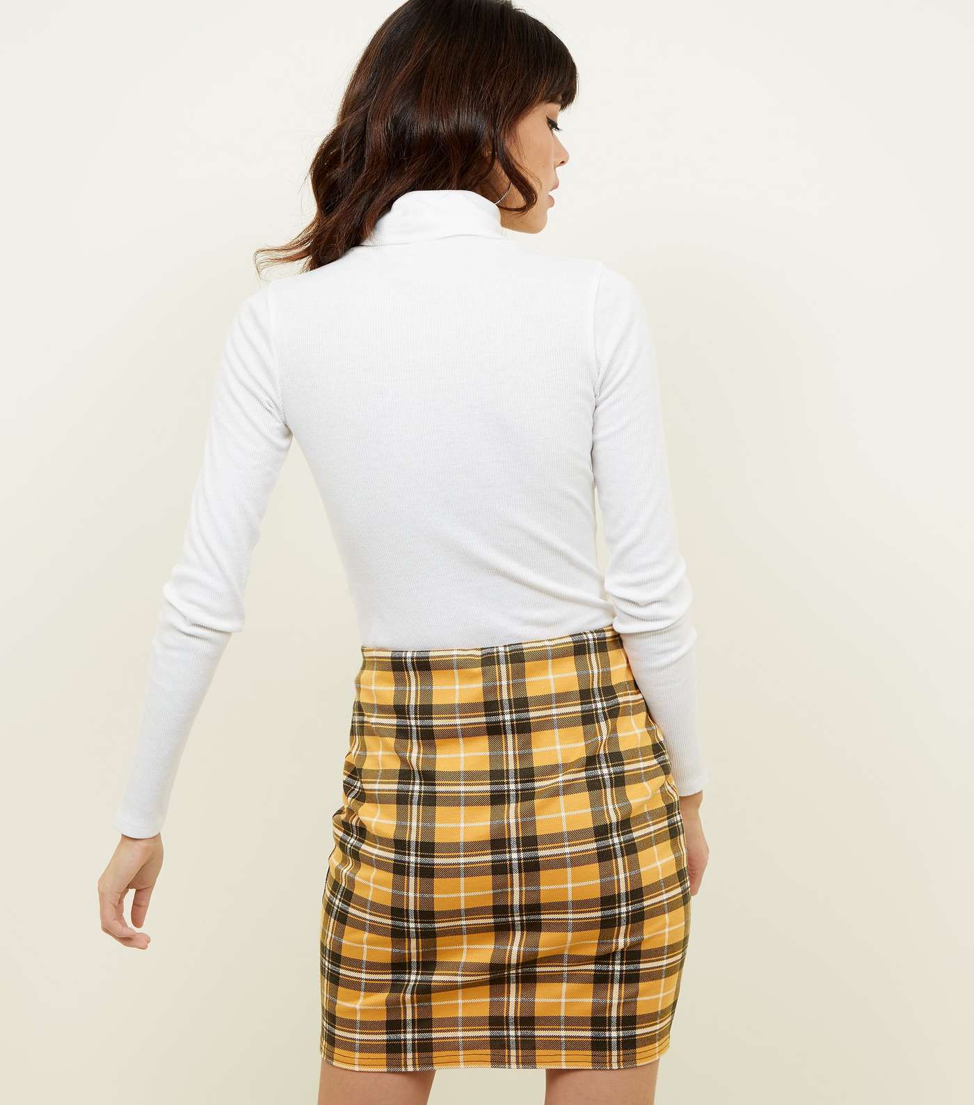 Mustard Check Mini Skirt Image 3