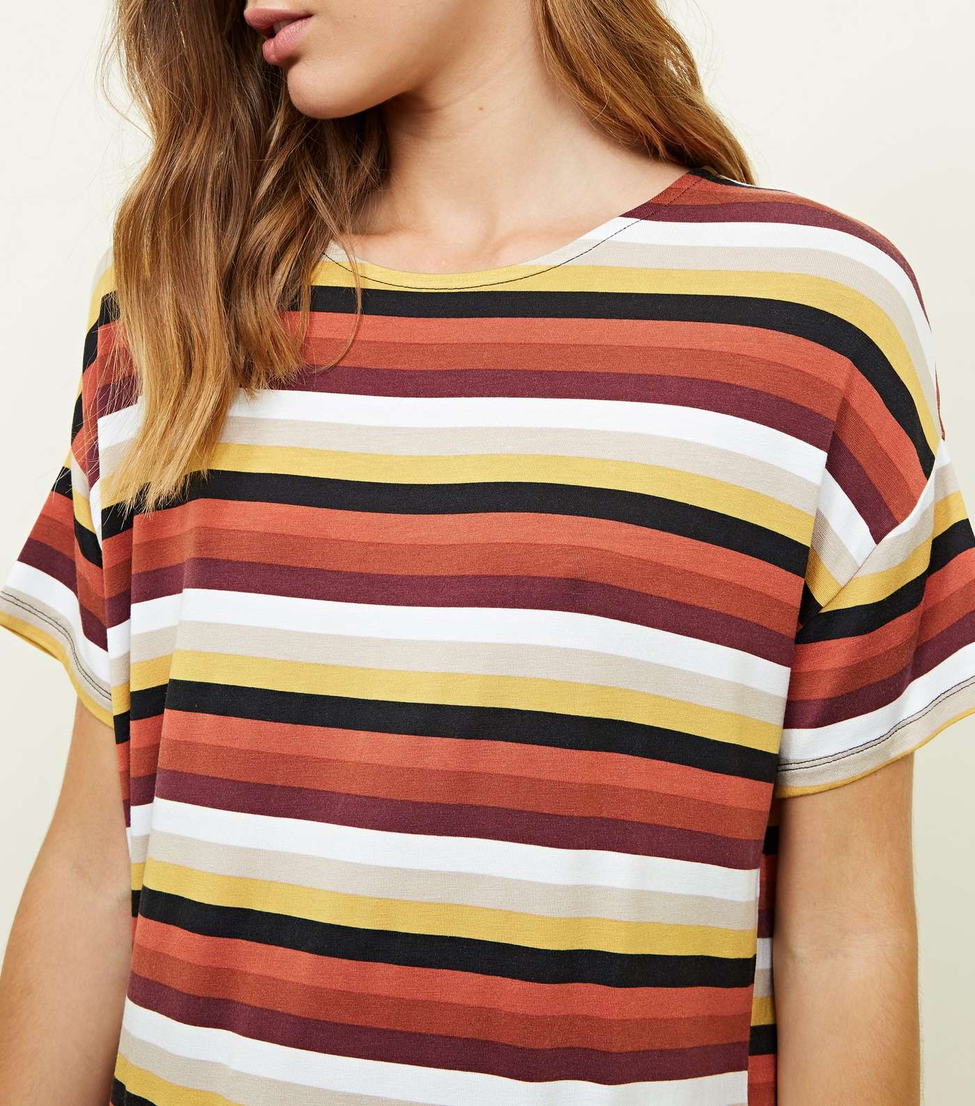 Black Stripe Print Loose Fit T-Shirt Image 5