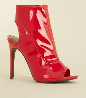 red patent heeled boots