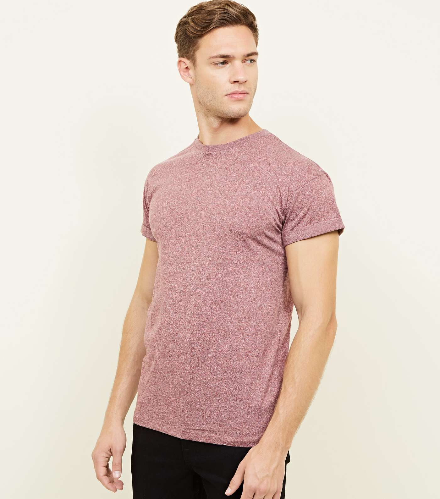 Pink Marl Rolled Sleeve T-Shirt