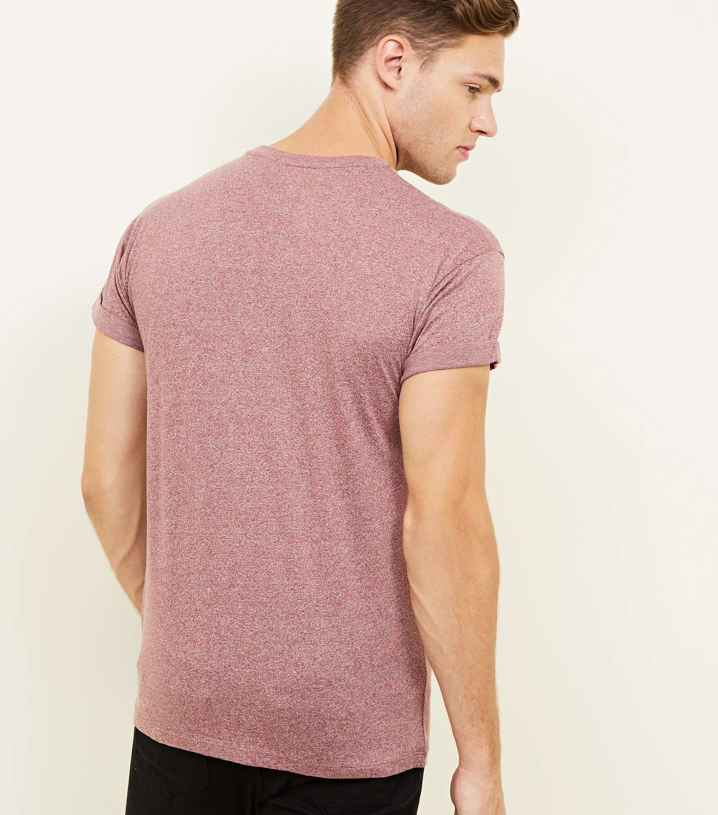 Pink Marl Rolled Sleeve T-Shirt Image 3