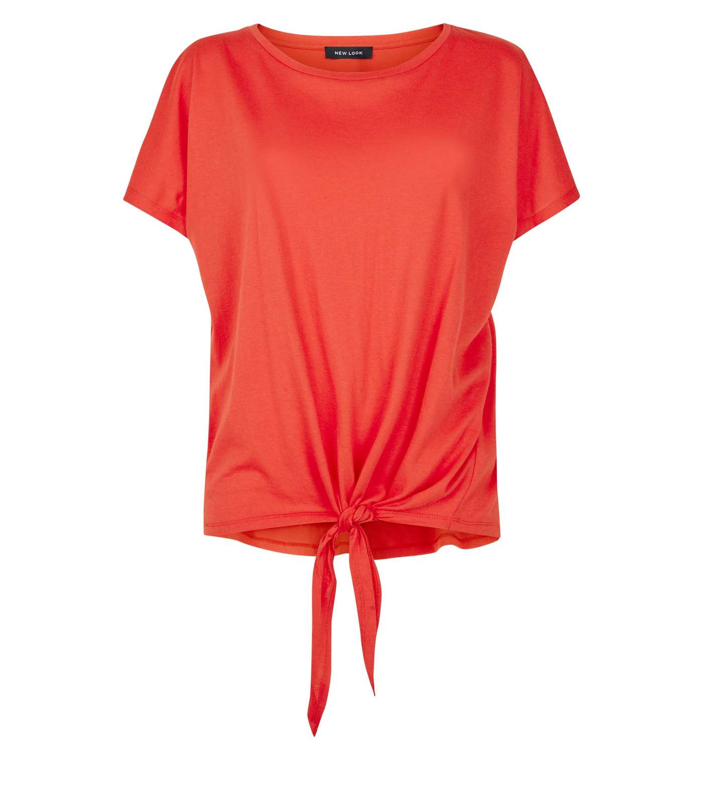 Red Oversized Tie Front T-Shirt Image 4