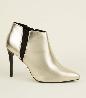 low heel silver boots