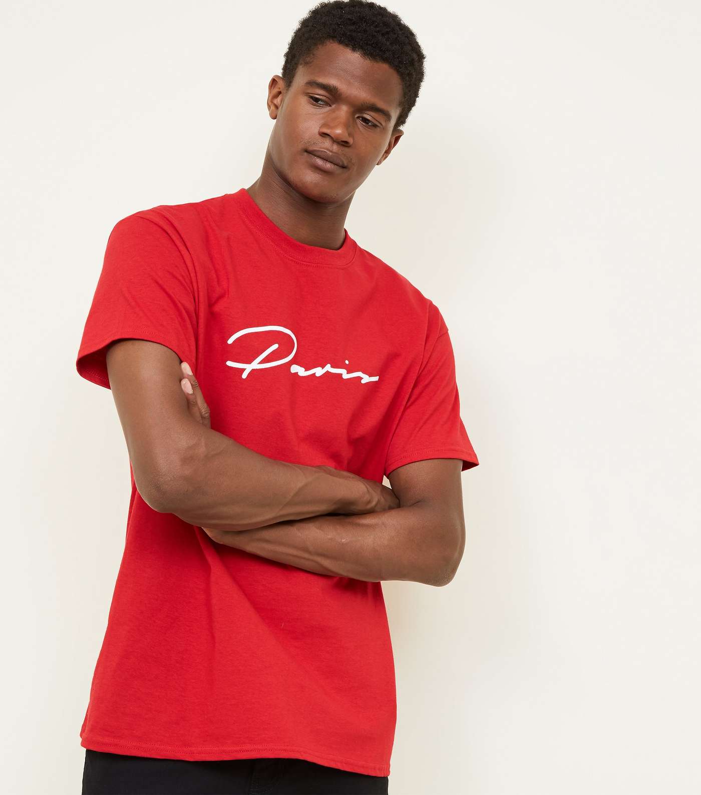 Red 'Paris Slogan Crew Neck T-Shirt